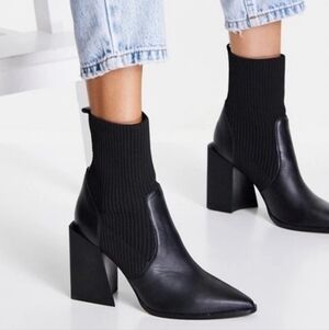 STEVE MADDEN Tackle Block-Heel Knit Sock Booties